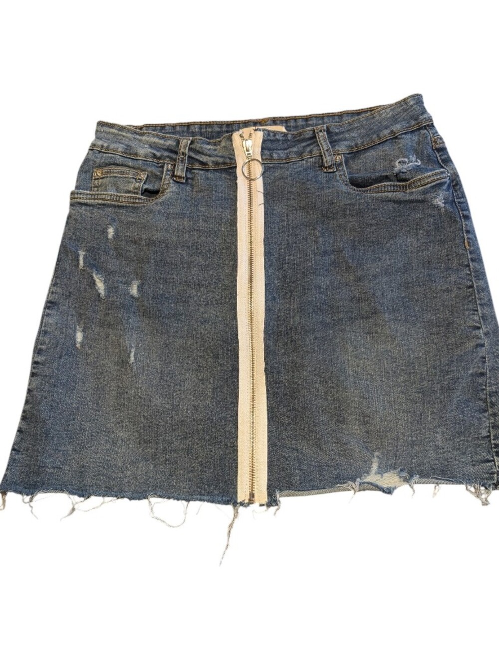 Brighton Medium Blue Denim Skirt with Contrast Topstitching